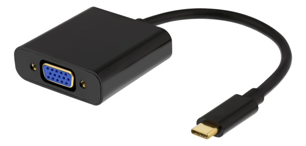 USB-C to VGA adapter w. audio, 1080p 60Hz, 0.2m, black