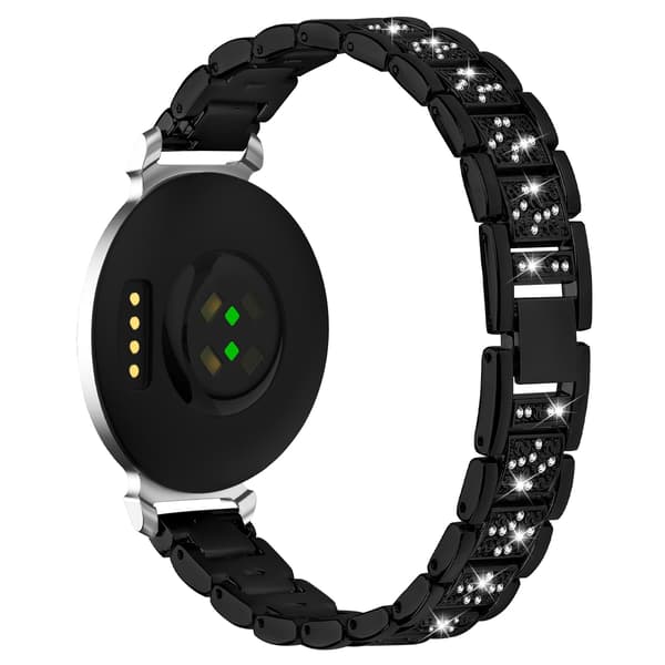 Sort rustfrit stål diamantrem kompatibel med Garmin Lily 2 - Elegant udskiftningsarmbånd