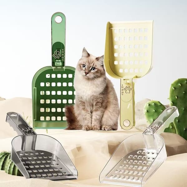 Multi-funktionell 3-växlad Kattsandskyffel, 2-pack 3-i-1 Kattsandsspade Grey Grey