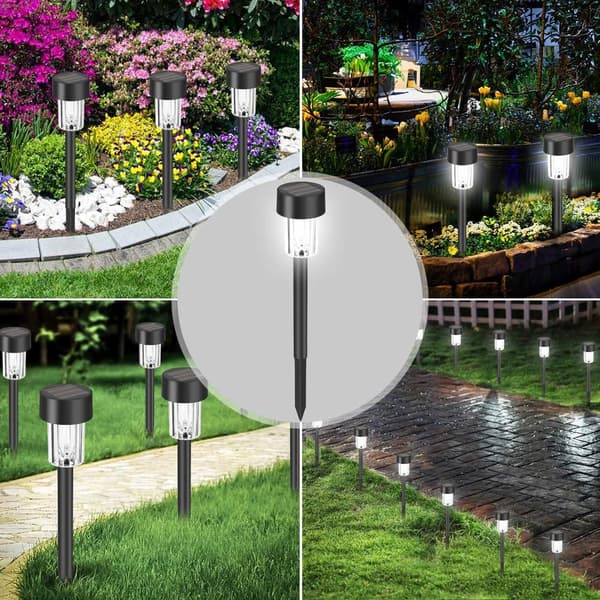 10-pack Solcellsdrivna LED Trädgårdslampor - Vitt Ljus, Vattentäta Trädgårdsspjut