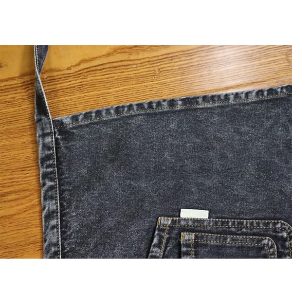 Denim halvt förkläde - kort midjeförkläde för baristor, bagare och konstnärer, fläckresistent och lättskött Black Black