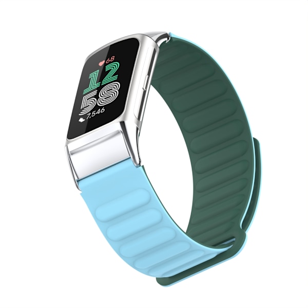 Stilfuldt magnetisk silikonearmbånd til Fitbit Charge 6 Blå