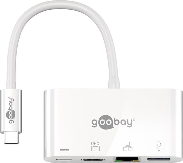 USB-C™-multiportadapter till HDMI™ och Ethernet, PD, vit
