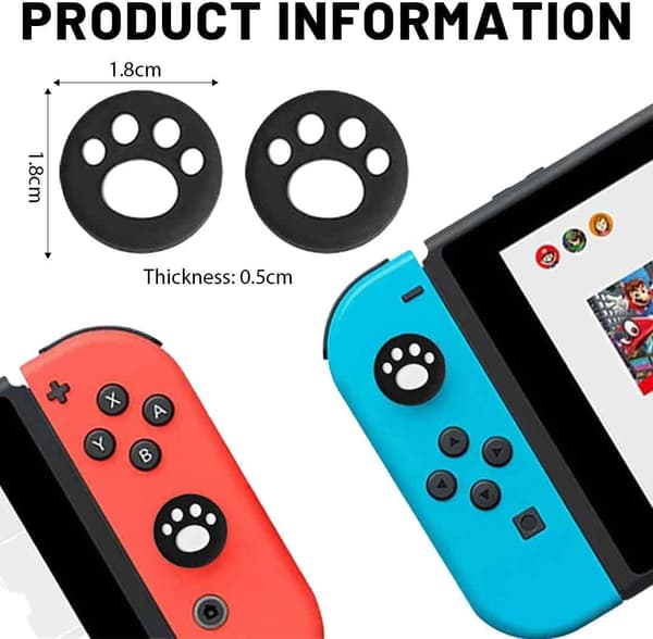 4-Pack Paradise Switch 2 Controller Joystick Skydd - Söta Katt Tass Silikon Tumgrepp, kompatibelt med Nintendo Switch 2 White+Black White+Black