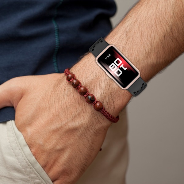 Ersättningsarmband för Huawei Band 10/9/8 - Sval design med lufthål Svart