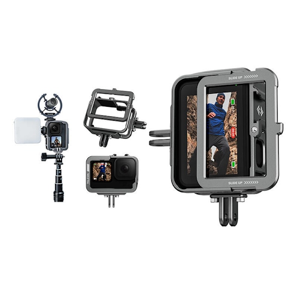 TELESIN aluminiumsbur til GoPro Hero 12/11/10/9 +vertikal adapter