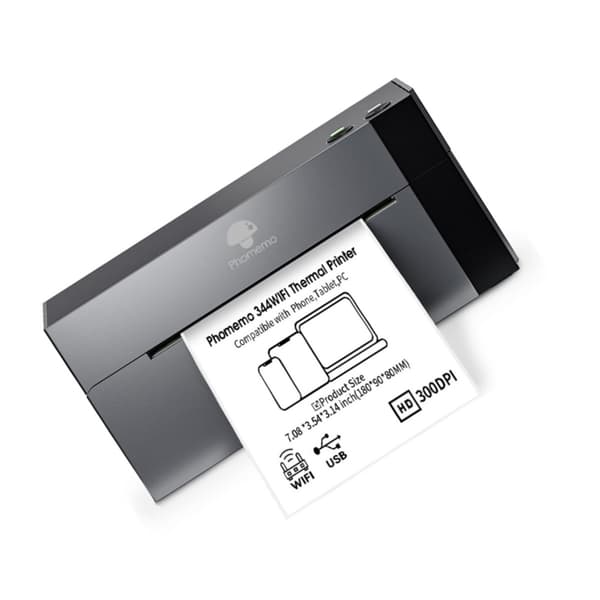 WiFi termisk etiketprinter 300dpi for skarpe stregkoder til forsendelse og lager med 108mm printbredde, WiFi+Bluetooth, USB/netværk Grey+Black Grey+Black
