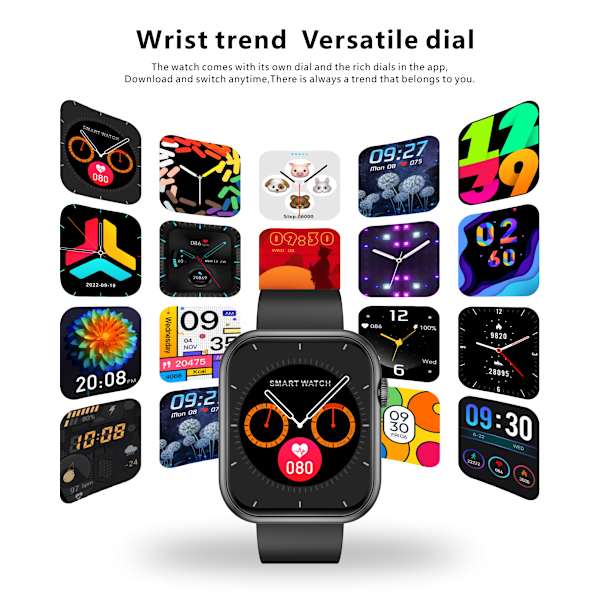 INF Smartwatch med pulsmåler, blodtryksmåler, iltmåler og flere sportstilstande Sort