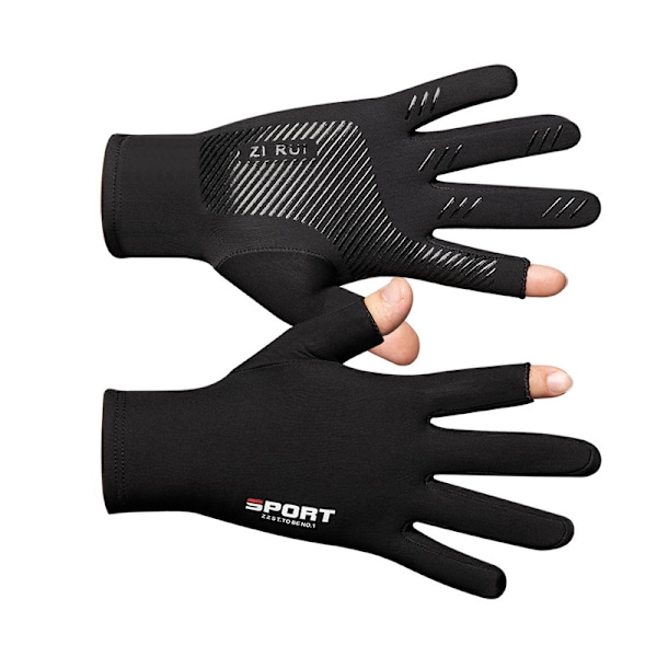 Sports Touch Screen Handsker, Tynd Fleece, To Fingre Eksponeret M