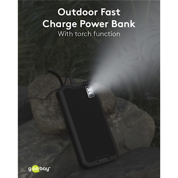 Utomhus solar powerbank 20.000 mAh med Power Delivery