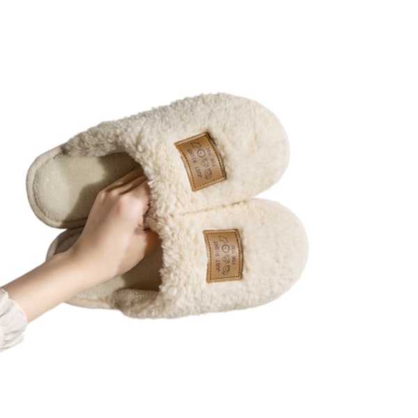 Tofflor i fleece, mysigt och varmt Vit M