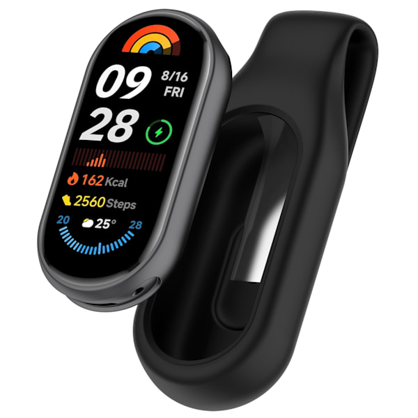 Turvallinen pidike Xiaomi Mi Band 10, 9 ja 8 -laitteille Musta