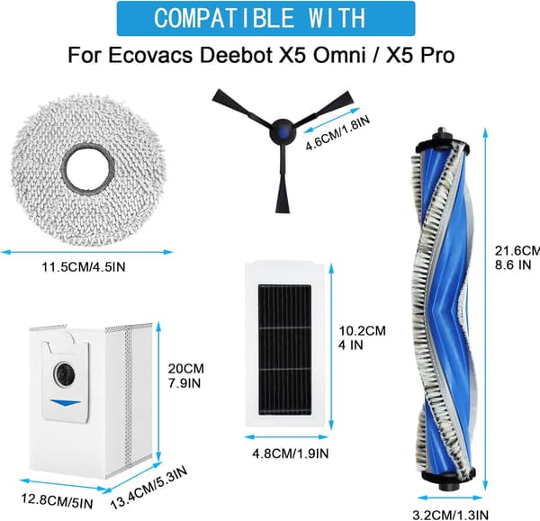 Tillbehörssats för Ecovacs Deebot X5 Omni & X5 Pro Robotdammsugare