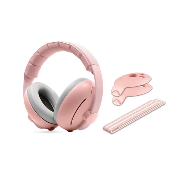 Ljudreducerande hörselkåpor med justerbart huvudband för sömn, flygresor och utomhusbruk Pink Pink