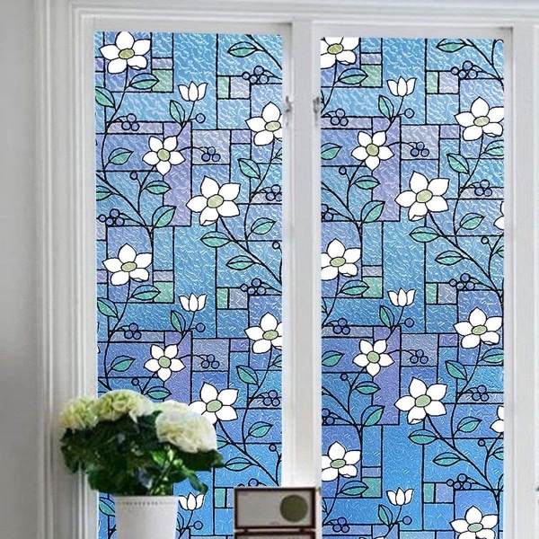 Statisk klistermärke med fyrkantig floret, frostad privat dekorativ fönsterfilm Flerfärgad 44.5x200 cm