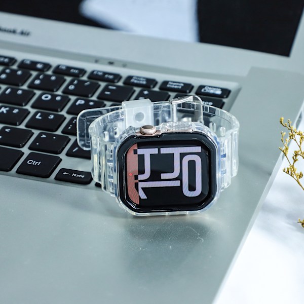 Silikonsportarmband för Apple Watch Series 9/10, 46mm, Transparent Svart Svart