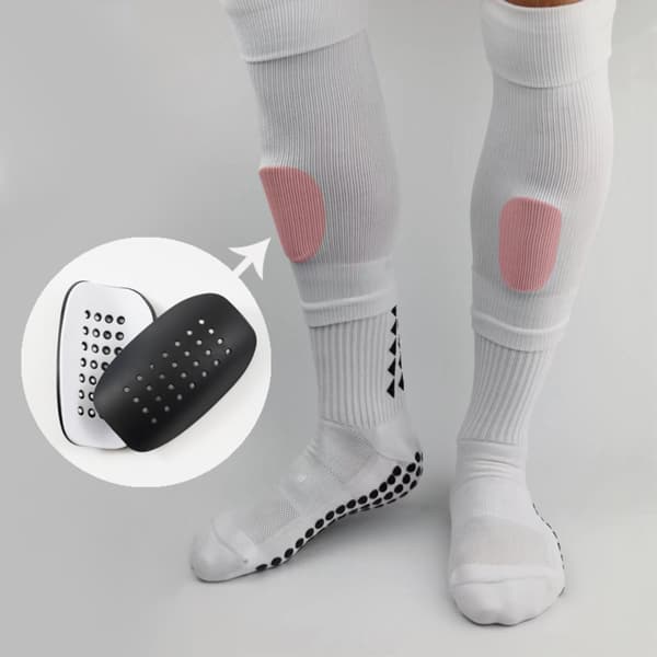 mini benskinner - PU skal for stødabsorbering til fodboldtræning og kampe, lavprofil, tyk EVA-polstring, perforerede White White