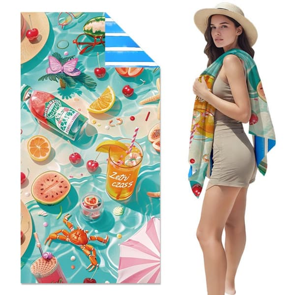 Adult Quick-Dry Microfiber Beach Towel - Thick Double-Sided Fleece, 80x160cm Digital Print