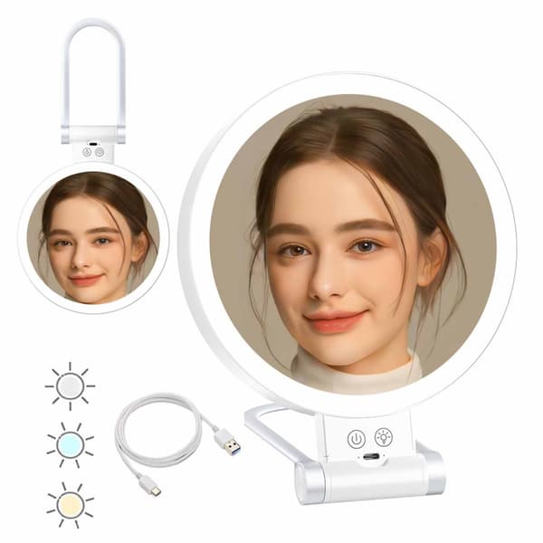 LED Makeup Spejl - 30x Forstørrelse - Dobbeltsidet Vanity Spejl