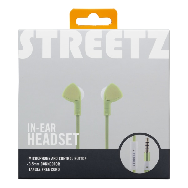 E110 In-ear headset, 1-button remote, 3.5mm, mic, lime gre