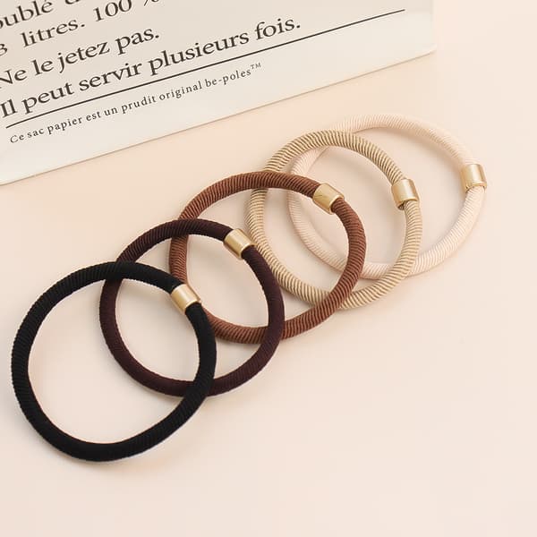 10 stk. enkle hårelastikker med høj elasticitet Brown Brown