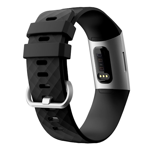 Fitbit Charge 3/4 rannekoru silikoni musta / hopea (L)