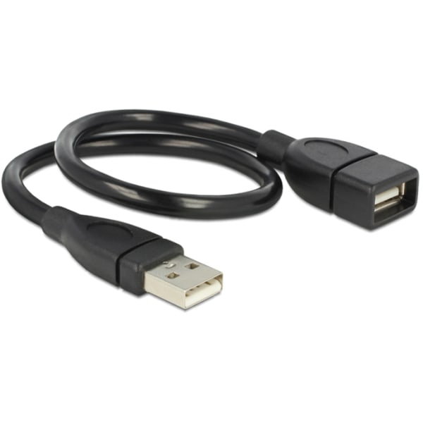 Flexible USB cable, USB Typ A ma - fe, 0.35m, black