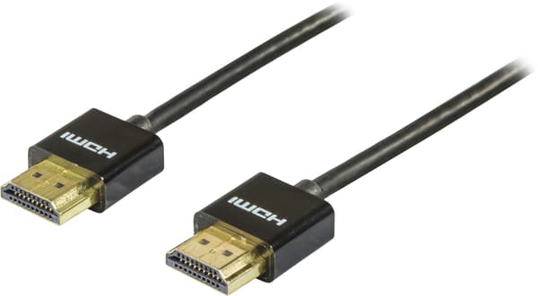 Thin HDMI-cable, HDMI High Speed with Ethernet, 3m, black