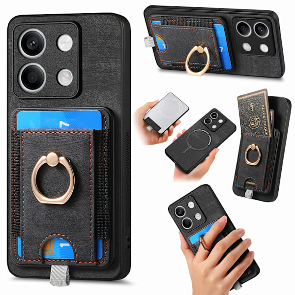 Retro magnetiskt korthållarfodral för Redmi Redmi Note 13 4G