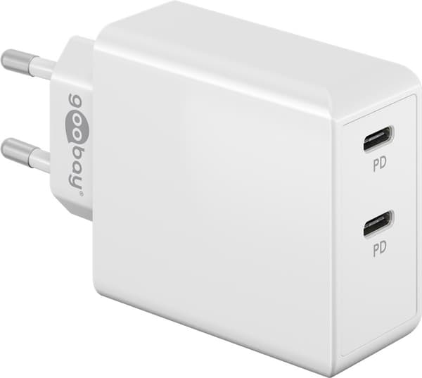 USB-C™ PD dobbelt hurtigoplader (36 W) hvid