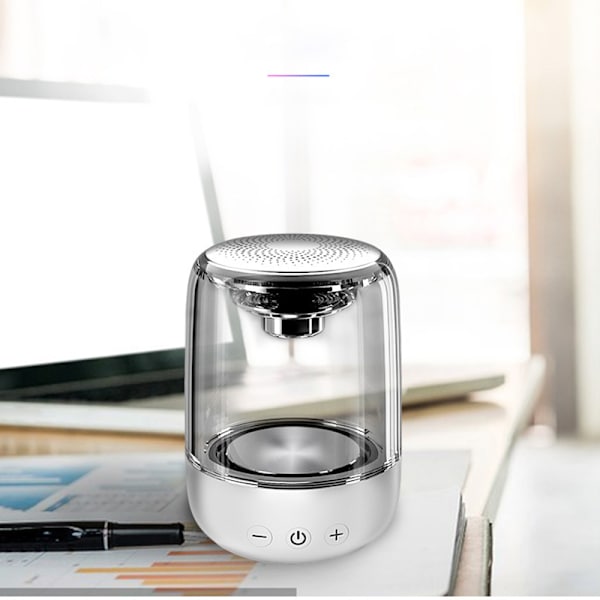Portabel Bluetooth 5.3 Högtalare med LED-Ljus – Transparent Design, Trådlös Ljudupplevelse Vit