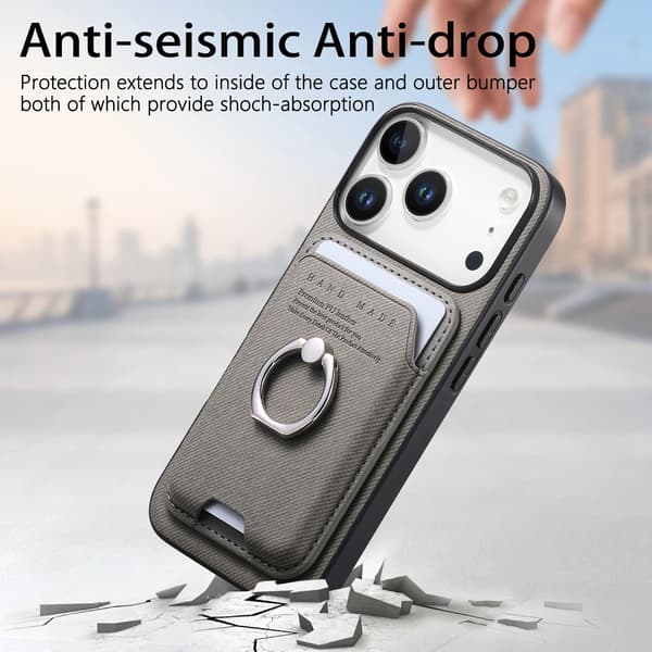 Gråt PU Læder Magnetisk Kortholder Etui Kompatibelt med iPhone 17 Pro Max