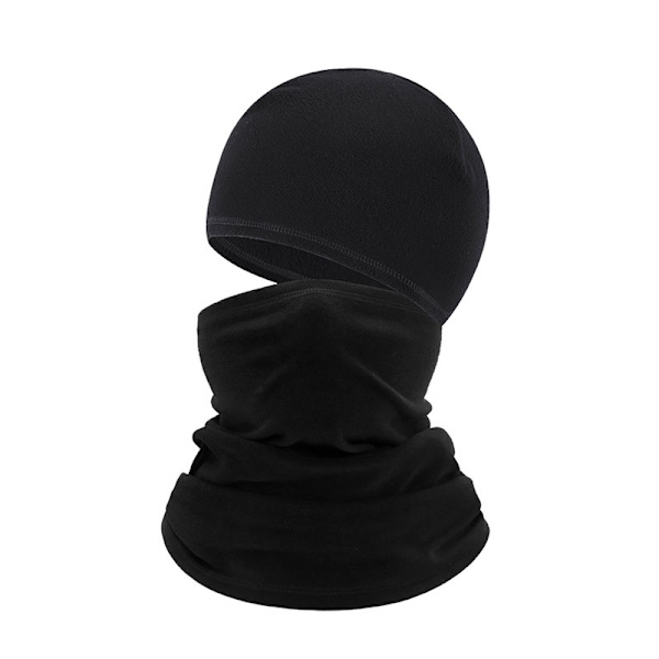 Thermal Fleece Halsvärmare och Balaclava Set Svart