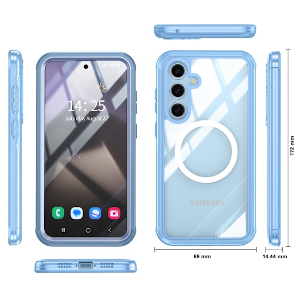 Samsung Galaxy S24 FE Skal, Bakstycke i Härdat Glas 9H Blå