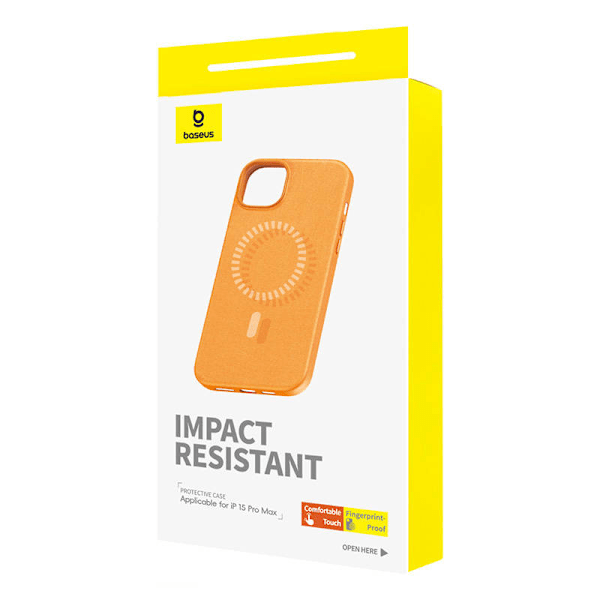 Magnetisk telefonfodral för iPhone 15 ProMax Baseus Fauxther Series (orange)