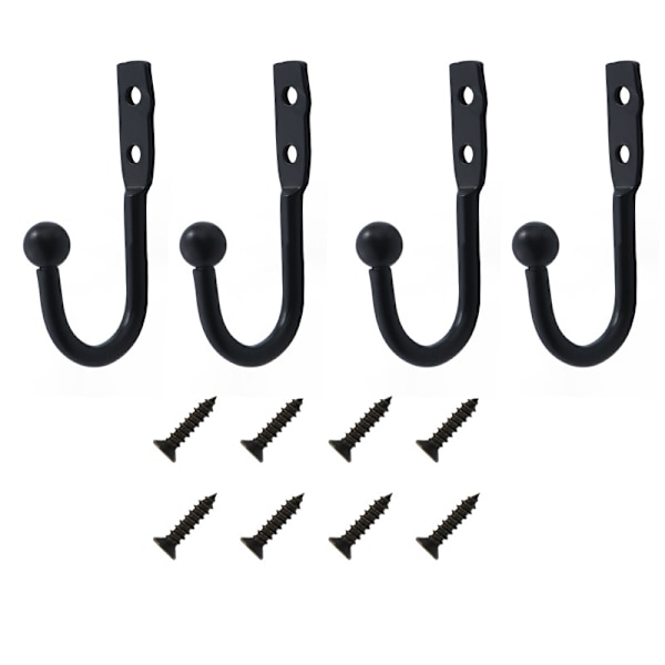 Väggkrokar med skruvar 4-pack Black Black