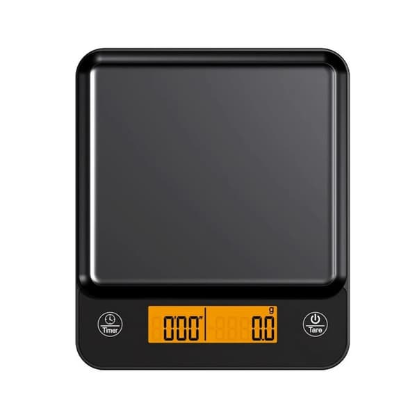 Black Digital Coffee Scale with Timer 0.1g Precision 3kg Capacity Touch Sensor Multi-Unit g Lb Oz Auto Timer Auto-Off