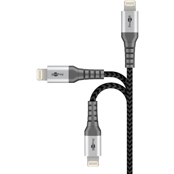 Lightning-USB-C™ textilkabel med metallkontakter, 2 m
