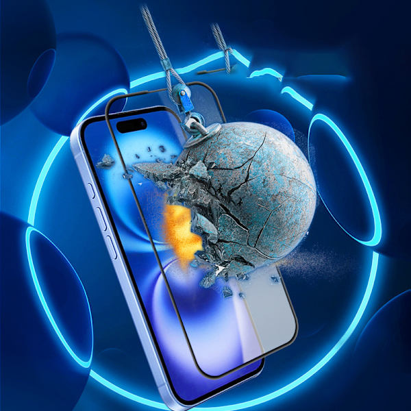 2-pack skärmskydd i härdat glas för iPhone 16 Plus - Full täckning, svart kant