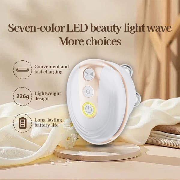 5D Sfære Ansigtsløft & Nakkemassageapparat med LED-lysterapi & EMS-mikrostrøm