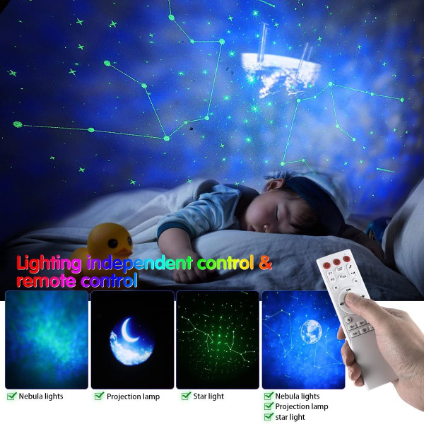12 Constellation 5 Planet Night Light-projektor Sort Sort