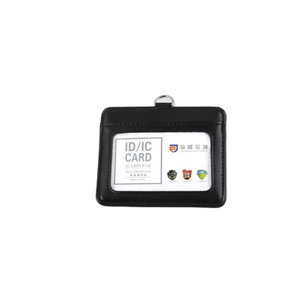 Læder ID-kortholder med rem Black Black