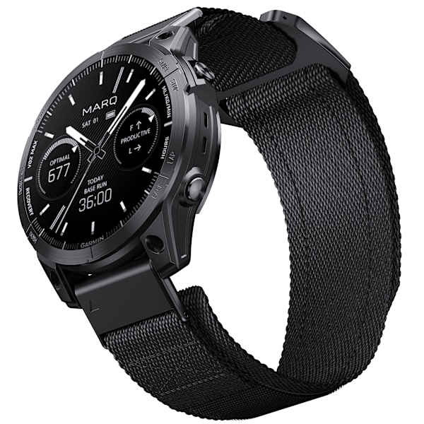 Quick Release 26mm Vævet Nylonrem til Garmin-ure Sort