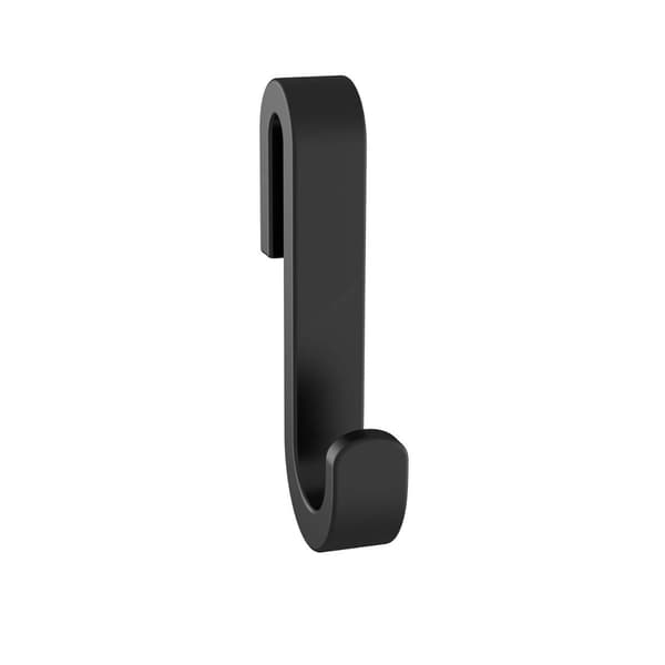 Black Single Narrow Silicone Shower Glass Door Hook, No Drilling, 2 Pack