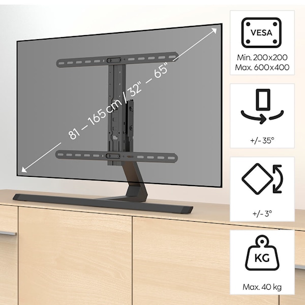 TV-stativ upp till 65" Svart