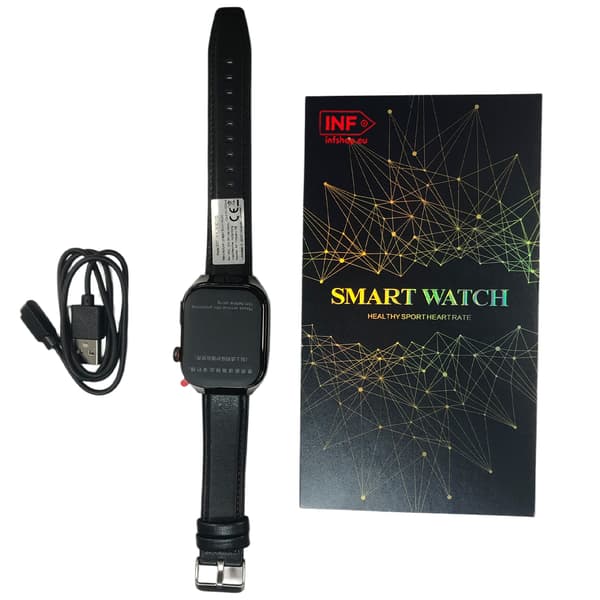 Smart ur EKG, puls, blodtryk, søvn, skridttæller Black Black