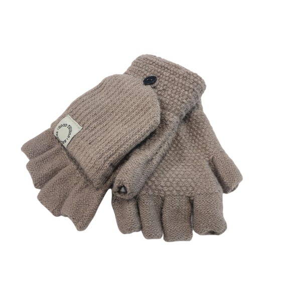 Knit Convertible Gloves Flip Gloves Vinterhandskar Unisex Brun Brun