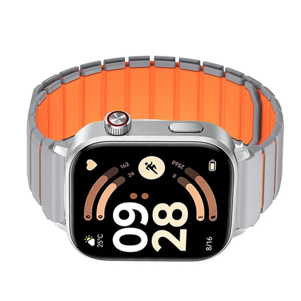 Magnetisk silikoneerstatningsrem kompatibel med Redmi Watch 4/5/6, 22mm interface, åndbart design til hverdagsbrug Grey Orange Grey Orange