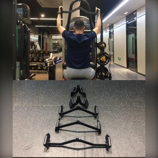 Smalt udadvendt greb til lat pulldown og seated row - stål plastbelagt mat sort, målrettet udvikling af rygmuskler og kontur