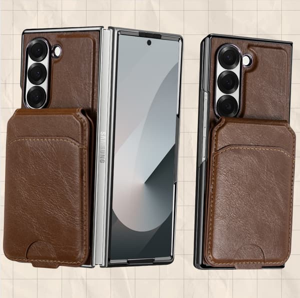 Samsung Galaxy Z Fold magnetetui med kortholder, RFID-blokerende pungetui coffee model 2 coffee